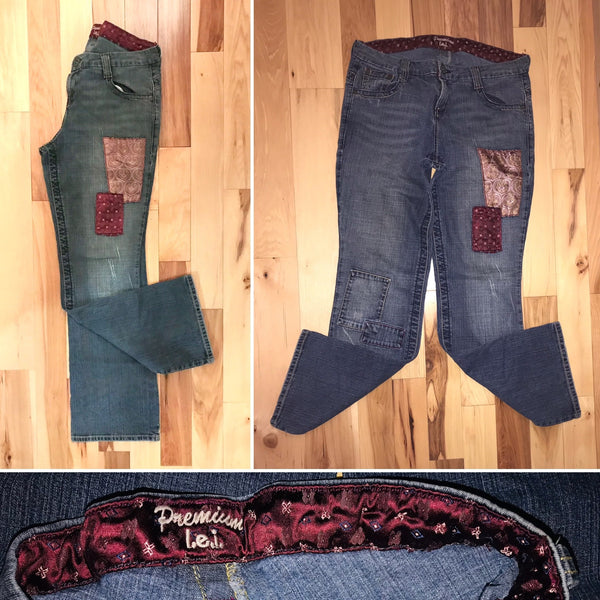 Premium l.e.i Blue Jeans Patched Size 16R Inseam 32"