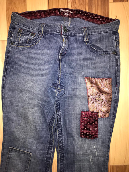 Premium l.e.i Blue Jeans Patched Size 16R Inseam 32"