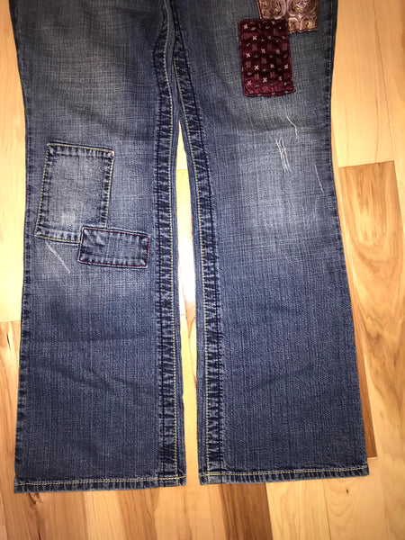 Premium l.e.i Blue Jeans Patched Size 16R Inseam 32"