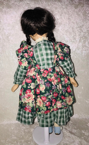 Ceramic Doll Brown Braided Hair 17 Inches Tall Vintage