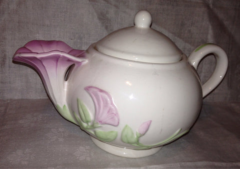 Vintage TELEFLORA Pink Morning Glory Flower Spout Coffee/Teapot