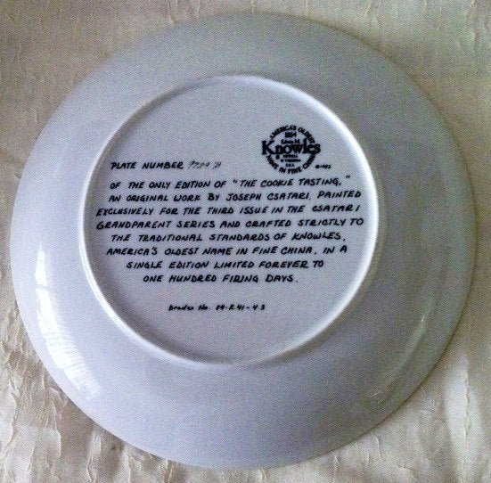 Collectible Knowles Csatari GRANDPARENTS Plate 1982 "The Cookie Tasting"