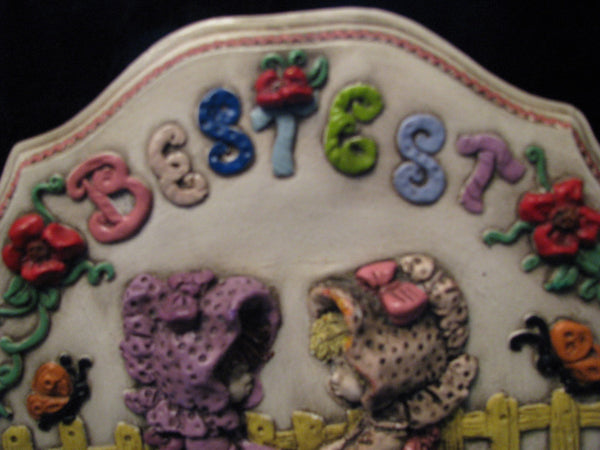 Vintage Handmade Best Friends Hanging Big Plate