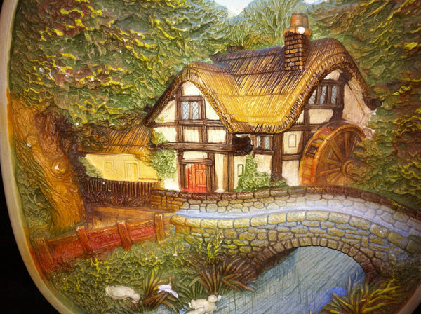 Handmade Ceramic Bas 3-D Painting House in the Forest