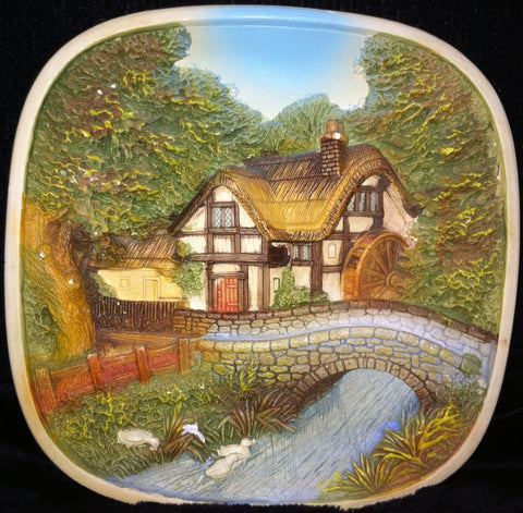 Handmade Ceramic Bas 3-D Painting House in the Forest