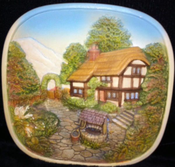 Handmade Ceramic Bas 3-D Painting Country House