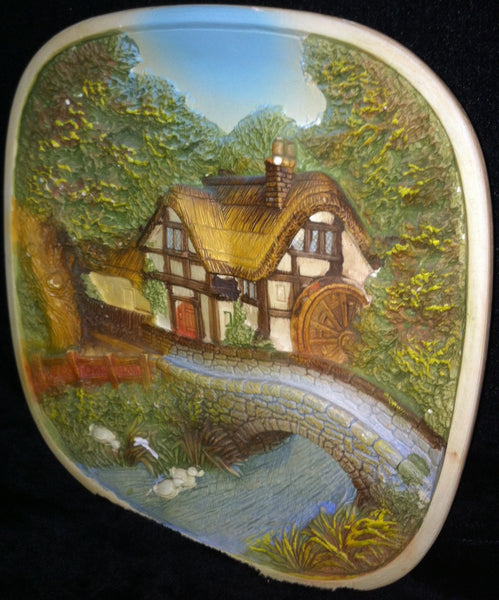 Handmade Ceramic Bas 3-D Painting House in the Forest