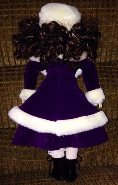 Collectible Ceramic 17.5" Doll In Purple Dress - Limited Edition