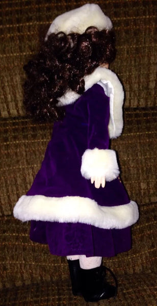 Collectible Ceramic 17.5" Doll In Purple Dress - Limited Edition