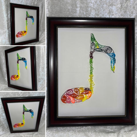 Handcrafted Quilled Paper Art Rainbow Quaver Music Note Wall Decor