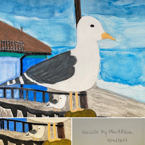 Original Watercolor Painting on Paper Artwork "Gaviota" or “Seagull”