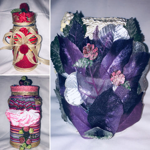 Shabby Chic Wrapped Decorated Bottle Handcrafted