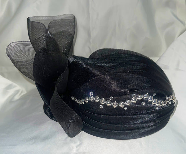 1980’s Embellished with Seedbeads Black Hat Classic Mr. Hi