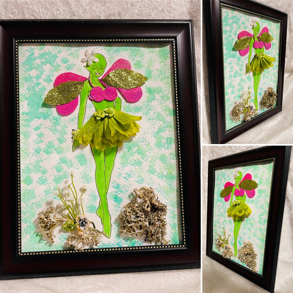 Handcrafted Paper Art Green Fairy