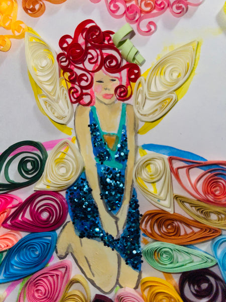 Handcrafted Quilled Paper Art Rainbow Fairy Wall Decor