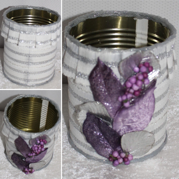 Shabby Chic Wrapped Decorated Tin Cans