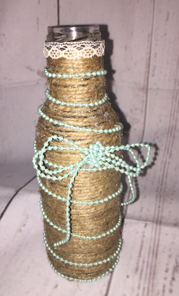 Rustic Jute Twine Wrapped Decorated Bottle