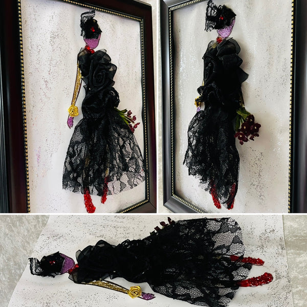 Handcrafted Paper Art Lady in Black