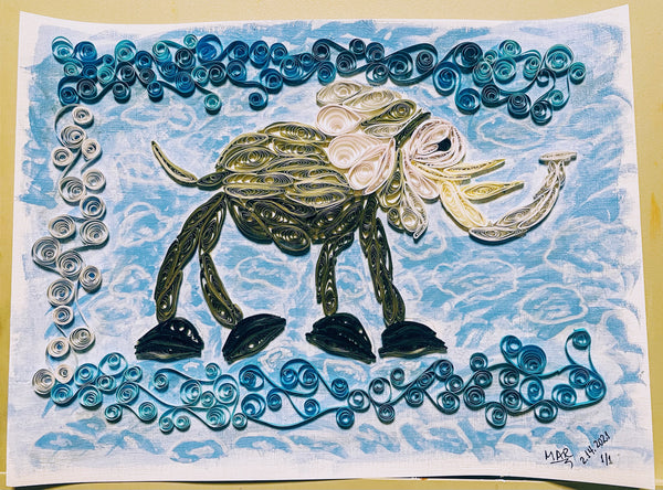 Handcrafted Quilled Paper Art Elephant in the Sky