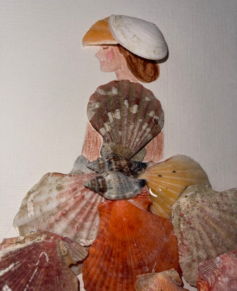 Handcrafted Paper Art Victorian Lady Seashells Dress