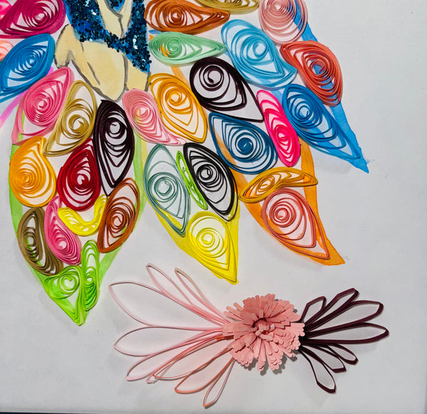 Handcrafted Quilled Paper Art Rainbow Fairy Wall Decor