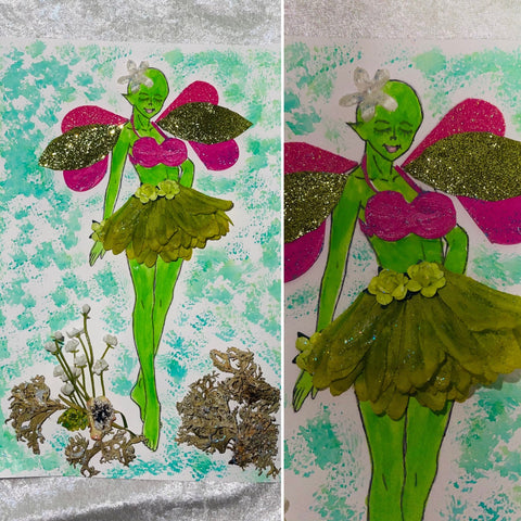 Handcrafted Paper Art Green Fairy