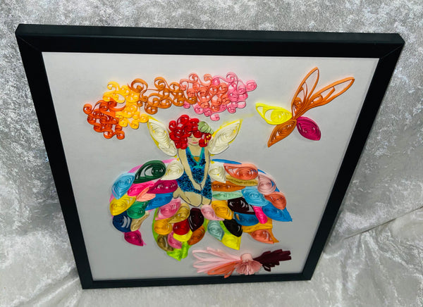 Handcrafted Quilled Paper Art Rainbow Fairy Wall Decor