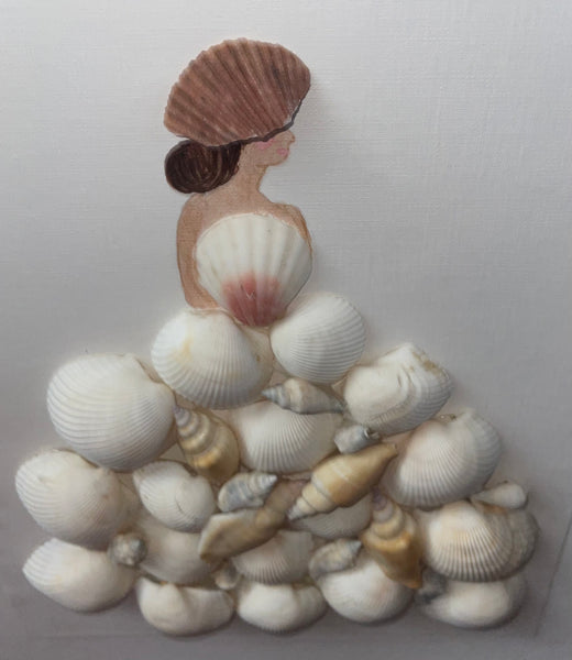 Handcrafted Paper Art Victorian Lady Seashells Dress