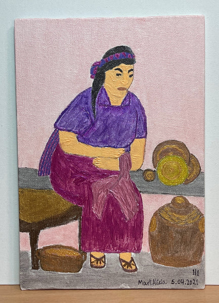 Original Acrylic and Watercolor Painting on Canvas Artwork "Abuela" or “Grandma”