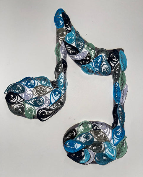 Handcrafted Quilled Paper Art Blues Beam Music Note Wall Decor