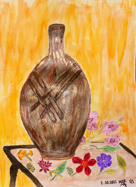 Original Acrylic Painting on Paper Artwork "Florero" or “Vase"