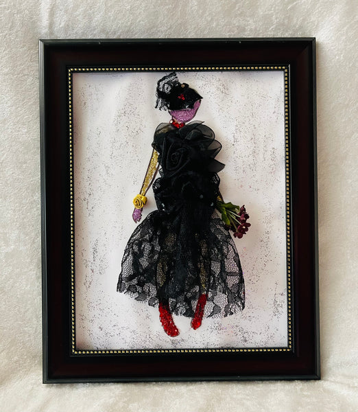 Handcrafted Paper Art Lady in Black