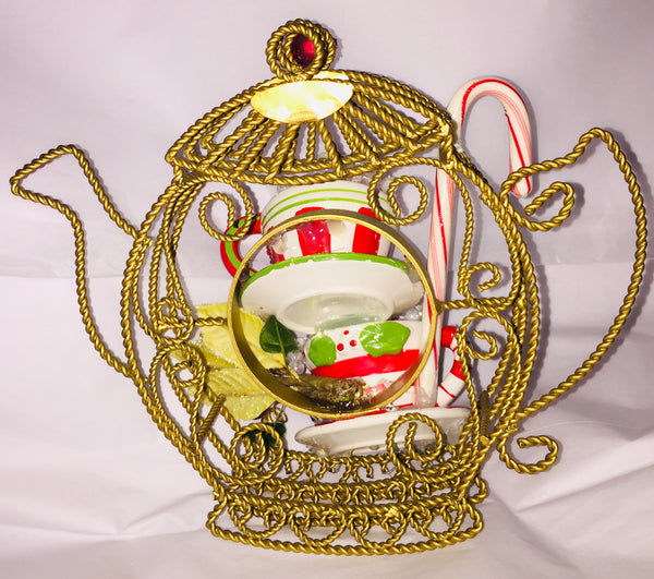 Handcraft Christmas Decor Cups in a Teapot