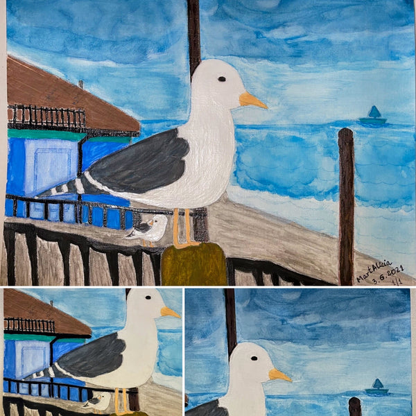 Original Watercolor Painting on Paper Artwork "Gaviota" or “Seagull”