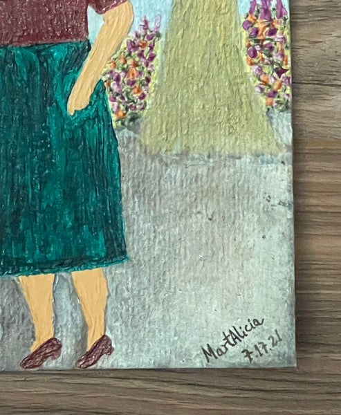 Original Acrylic and Watercolor Painting “Camino al Mercado” or “On Her Way to the Market”