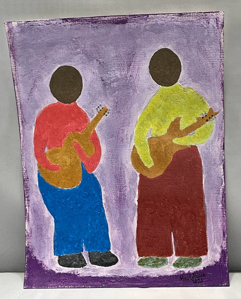 Original Acrylic Painting on Paper Artwork "Guitarristas" or “Guitar Players"