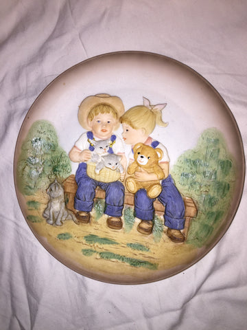 Homco Ceramic Plate "Denim Days"