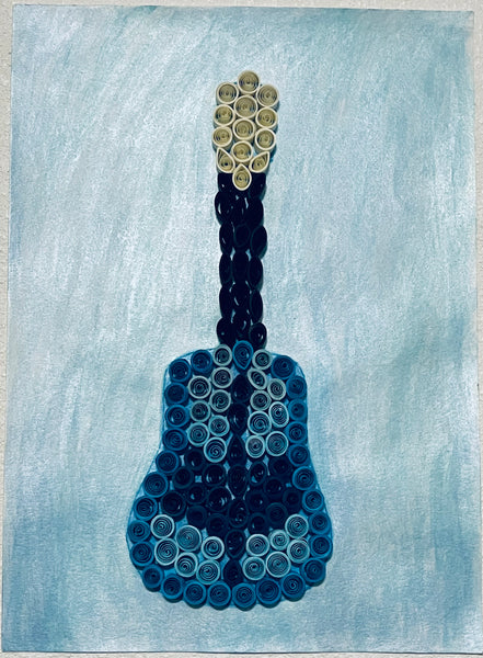 Handcrafted Quilled Paper Art Blues Guitar