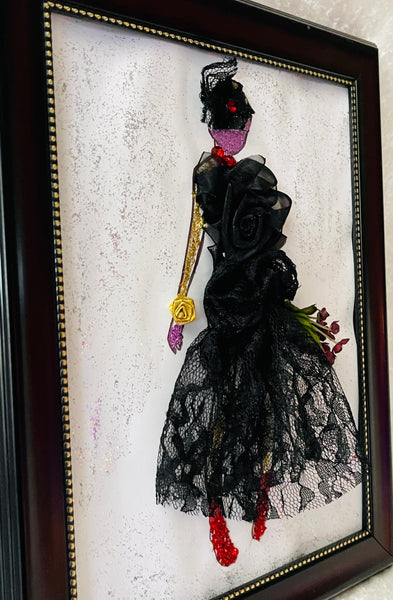 Handcrafted Paper Art Lady in Black