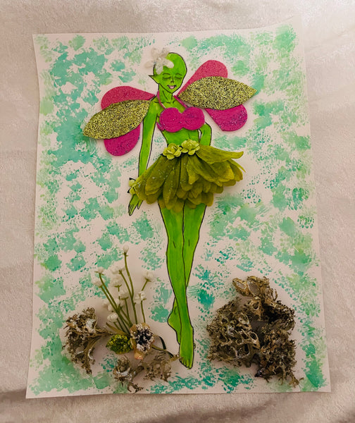 Handcrafted Paper Art Green Fairy