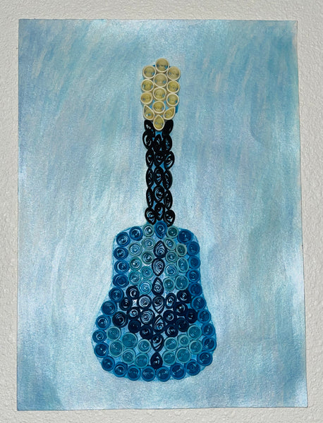 Handcrafted Quilled Paper Art Blues Guitar