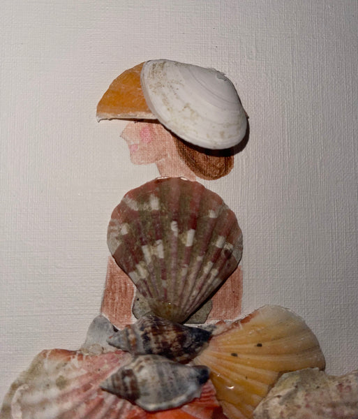 Handcrafted Paper Art Victorian Lady Seashells Dress