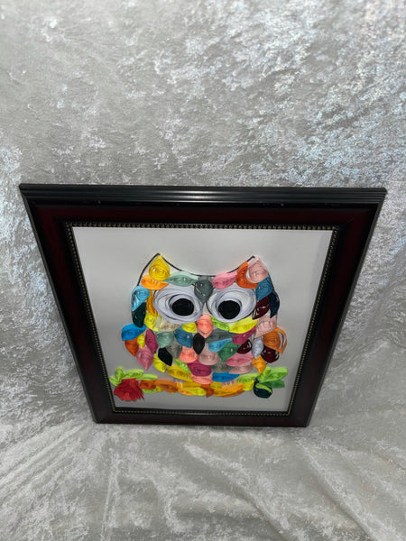 Handcrafted Quilled PaperArt Rainbow Owl Wall