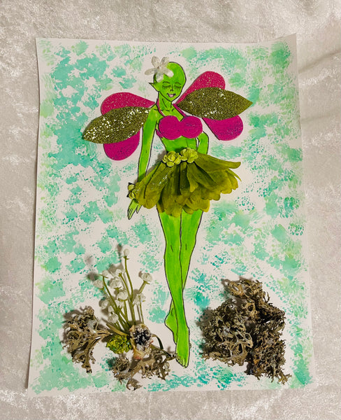 Handcrafted Paper Art Green Fairy