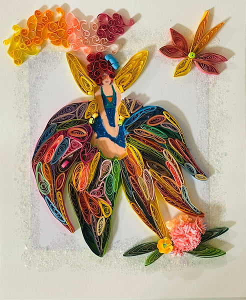 Handcrafted Quilled Paper Art Rainbow Fairy Wall Decor