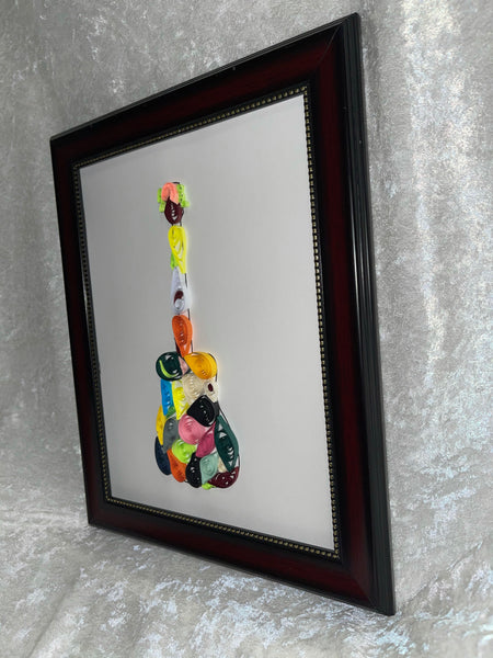 Handcrafted Quilled Paper Art Rainbow Classic Guitar Wall Decor