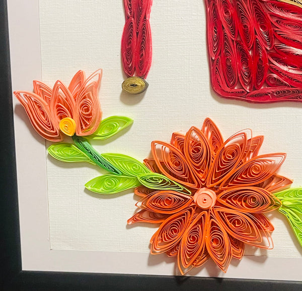 Handcrafted Quilled Paper Art Red Shoe