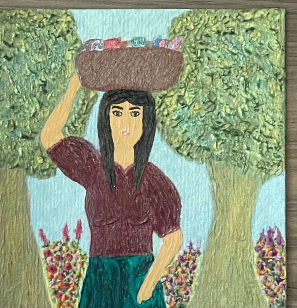 Original Acrylic and Watercolor Painting “Camino al Mercado” or “On Her Way to the Market”