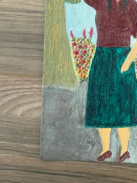 Original Acrylic and Watercolor Painting “Camino al Mercado” or “On Her Way to the Market”