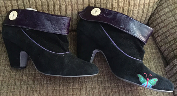 Vintage Shoes Gabriella Rocha Booties Black and Purple Size 10